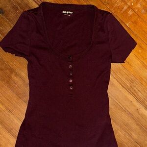 Old Navy Women's Dark Maroon Short Sleeve Top